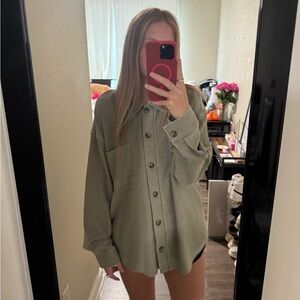 T.J.Maxx Olive Button Down Shirt